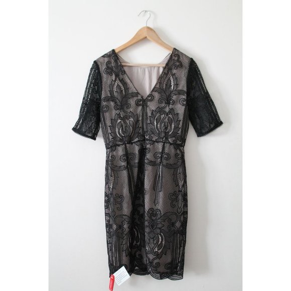Reiss Zola Overlay Lace Dress Black Size US 6/ UK 10 - Picture 5 of 9